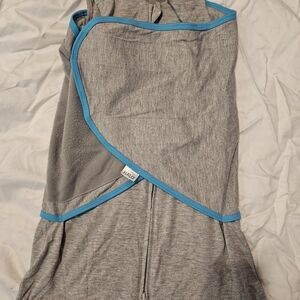 Halo Gray Swaddle with Blue Edging